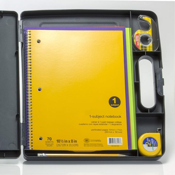 Officemate Clipboard Box with Dry Erase Board, 12 x 13-Inches, Storage Compartments and Carry Handle, Letter and A4 Document Organizer with Front Clip, Charcoal