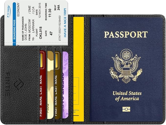 FINTIE Passport Holder, Slim Travel Wallet RFID Blocking Card Case Cover | Passport Cover Protector Essentials with Credit Card Slots, For Women/Men
