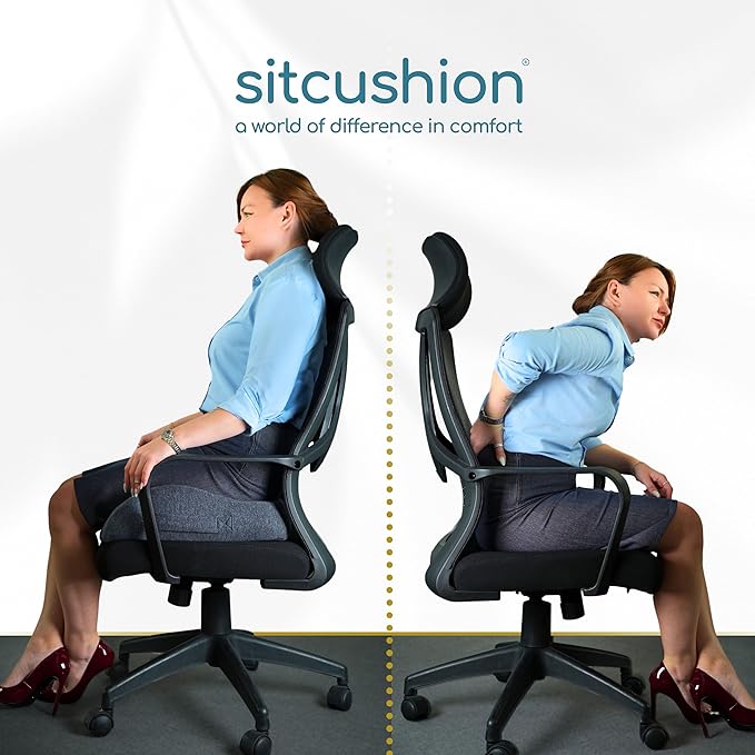 Ergonomic Office Chair Cushion for Sciatica Pain Relief, Computer Chair Cushion for All Day Comfort, Extra Large Seat Cushions for Office Chairs, Orthopedic Coccyx Cushion for Car & Wheelchair(Black)