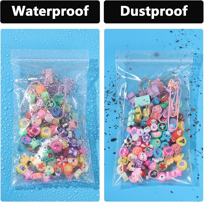 BESARME 1000 PCS 3" x 5" Small Plastic Bags for Jewelry Mini Clear Plastic Poly Bag 2 Mil with Resealable Lock Seal Zipper for Storage Gifts Candy Screws