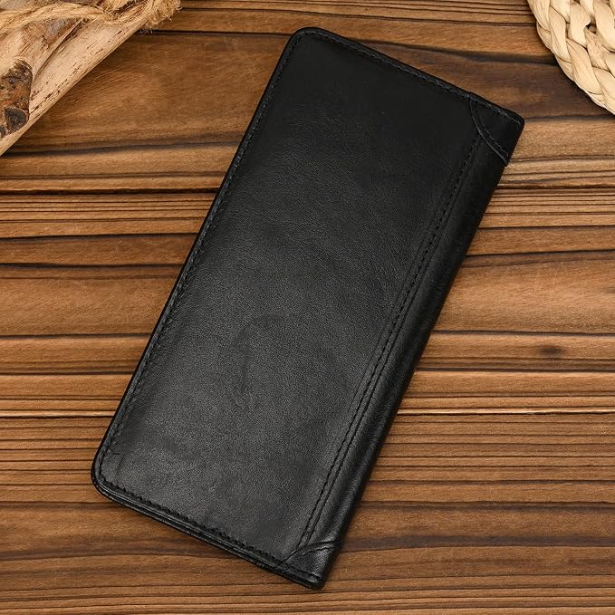 Genuine Leather Long Wallet for Men, Large Capacity Purse Clutch Bag Handbag Checkbook Cash Credit Cards Phone Holder | Large Capacity