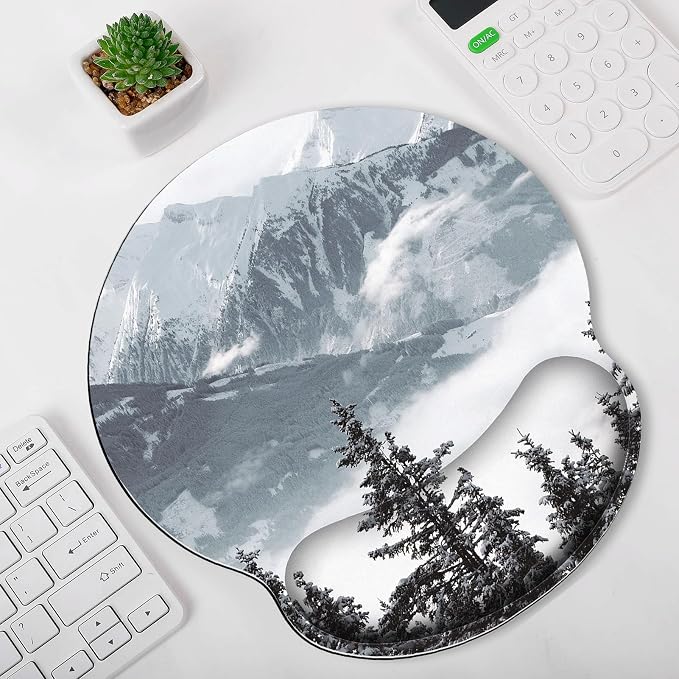 KONVINIT Ergonomic Mouse Pad with Wrist Rest, Small Mousepad with Non-Slip Rubber Base and Smooth Surface, Grey Mouse Pads for Desk, Office Desk Accessories
