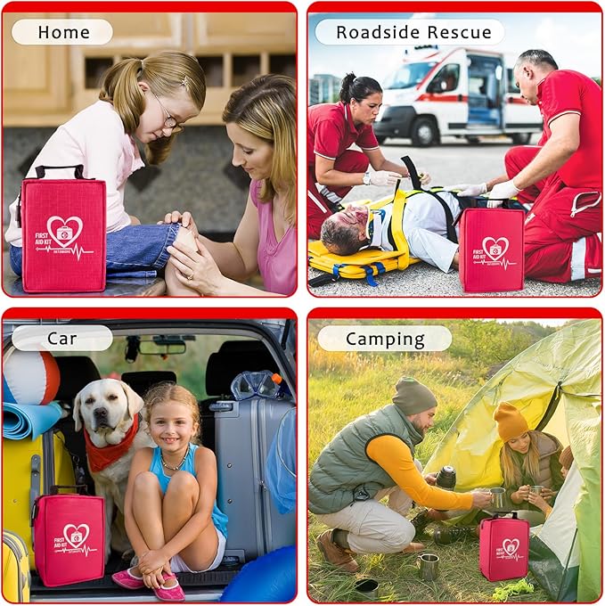 First Aid Kit, Trauma First Aid Kits with Labelled Compartments Molle System, Professional Emergency Kits for Home, Office, Car, Outdoor, Hiking, Travel, Camping