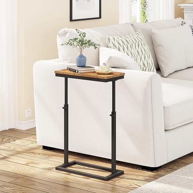 TUTOTAK End Table, Side Table, Tall Couch Table, Sofa Table, Set of 2 | for living Room, Bedroom, Brown TB01BB0832