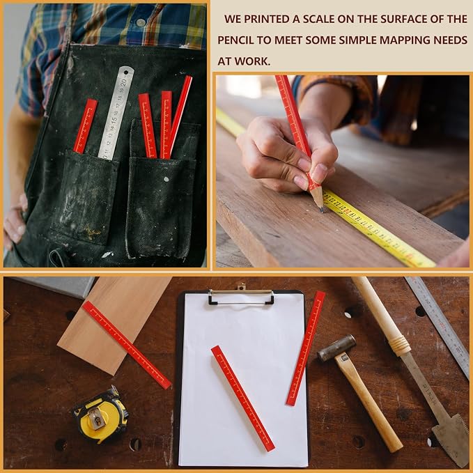 60 Pcs Pcs Carpenter Pencils, Octagonal Hard Black Carpenter Pencils for Woodworking Marking & Construction Plans