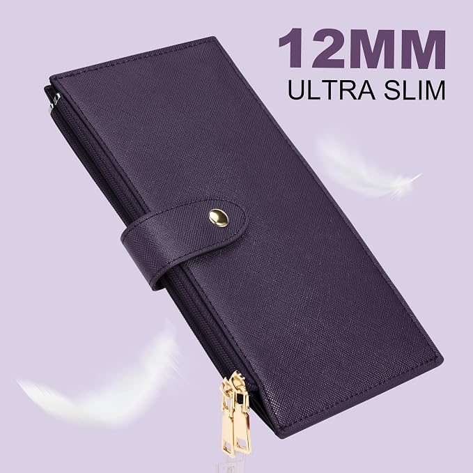 Travelambo RFID Wallet Women Large Size Bifold Multi Card Wallet Case with Zipper Pocke Credit Card Holder for Women
