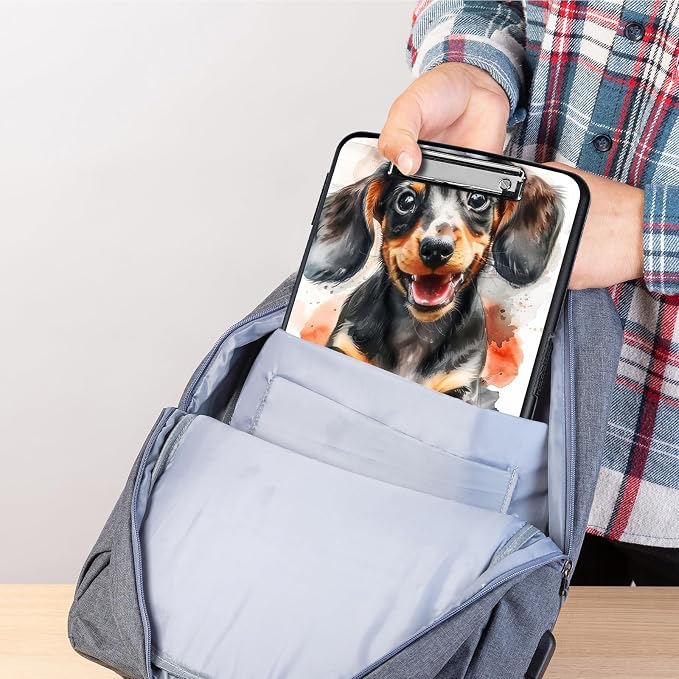 Clipboard with Storage,Storage Clipboard with Pen Holder,Heavy Duty Plastic Storage Clipboard with Low Profile Clip,Teacher Must Haves,Clipboard Folder,Office Supplies,Cute Dog -1363