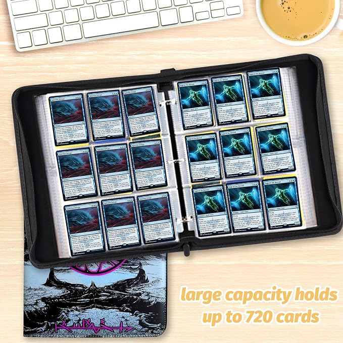 9 Pocket Card Binder, 720 Double Sided Pocket Trading Card Binder, Premium PU Card Collector Album,Card Folder for MTG/YGO/PTCG/Game Cards(Purple)
