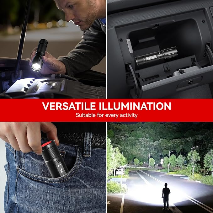 LETMY Tactical Flashlight S2000-2 Pack Bright Military Grade LED Flashlights High Lumens - Portable Handheld Flash Light, 5 Modes Zoomable Waterproof Flashlights for Home Emergency Camping Outdoor