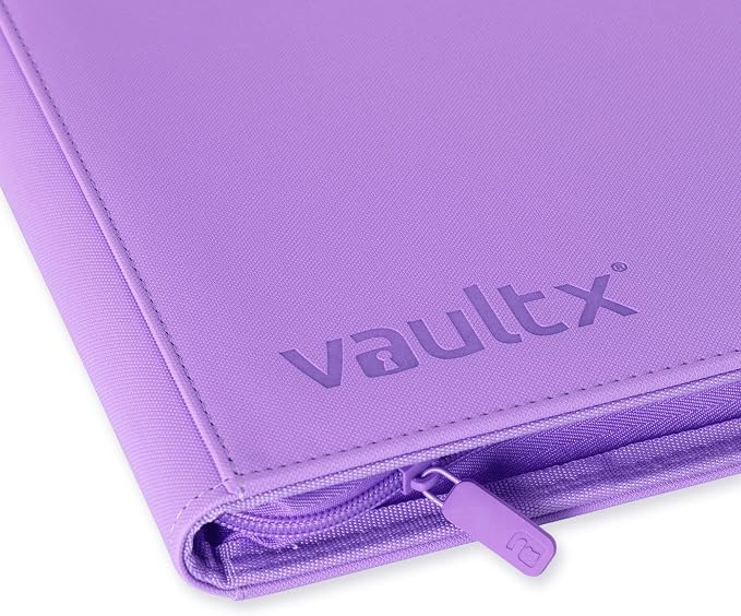 Vault X 12 Pocket Zip Binder, 480 Cards, Exo-Tec Material, 20 Side-Loading Pages (Purple)