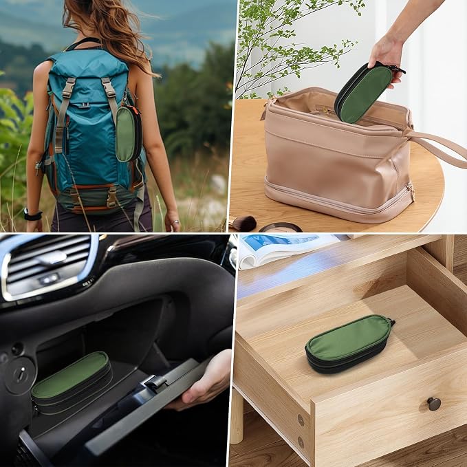 Double Eyeglasses Case Soft Portable Zipper Sunglasses Pouch with Keychain Clip for Men Women