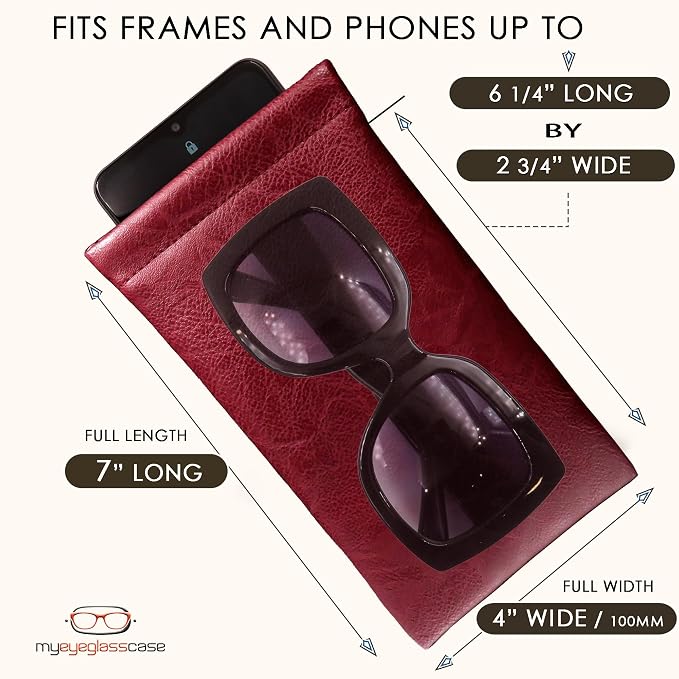Soft Sunglasses case | Large Glasses Case Holder - Eyeglass Pouch Squeeze Top | Glasses pouch Lightweight Extra Layers