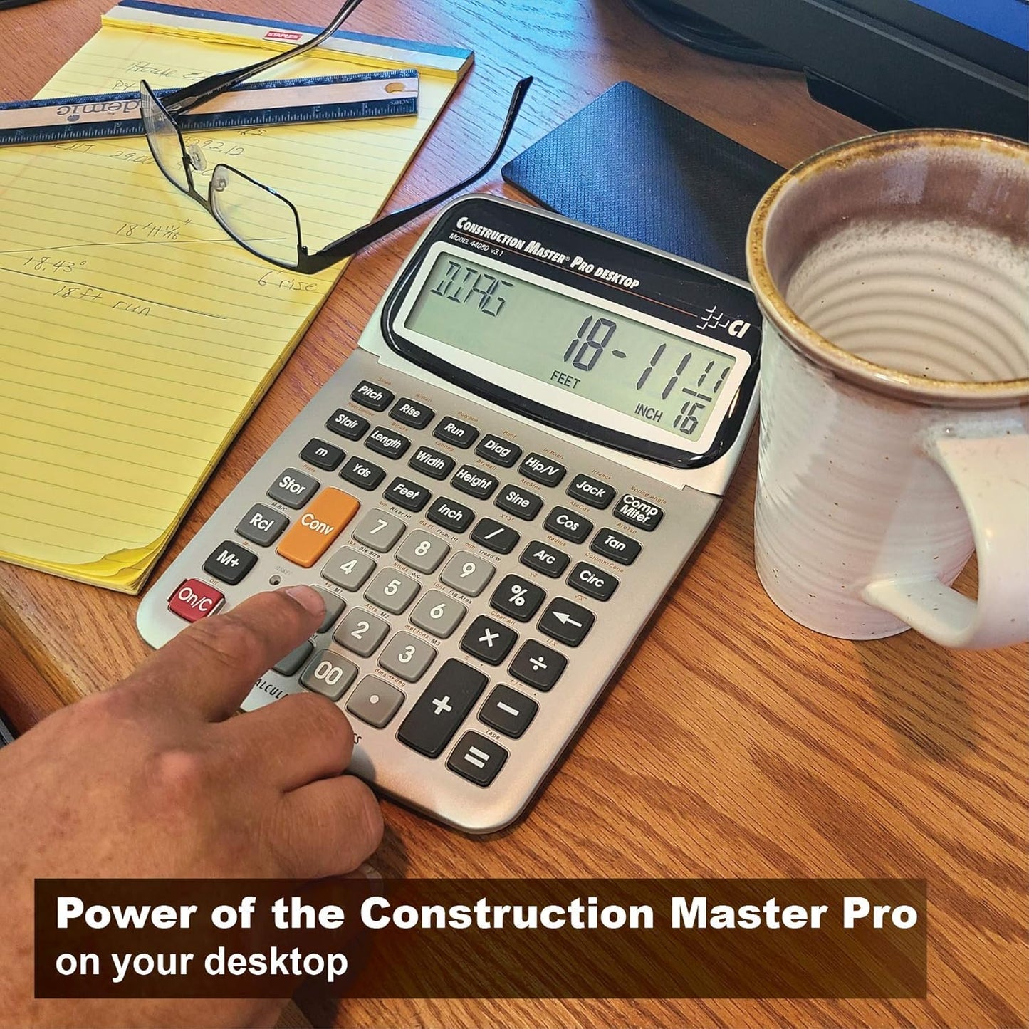Calculated Industries 4065 Construction Master ProCalculator & 44080 Construction Master Pro-Desktop Advanced Construction Math Feet-Inch-Fraction Calculator with Trig Tool