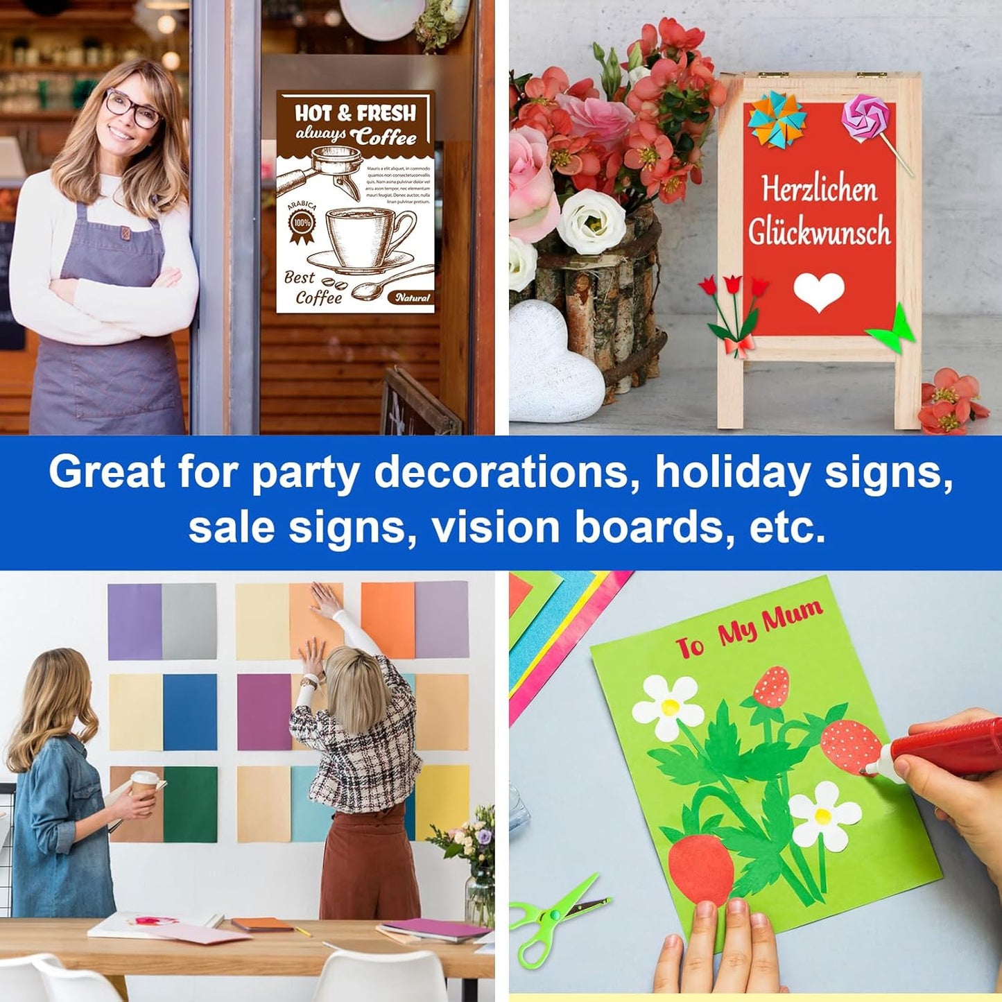 50 Pcs Poster Board Colorful Paper 14x18, ROOKEA Vision Boards Bulk Blank Graphic Display Posterboard Card Paper for Kids School Classroom Arts Craft Projects Drawing Scrapbooking