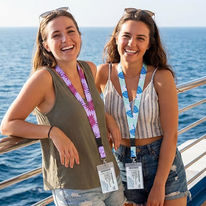 6 Pack Lanyards for Cruise Ship Cards with Waterproof ID Card Badge Holders for Royal Caribbean Cruise Essentials 2026(Tropical)