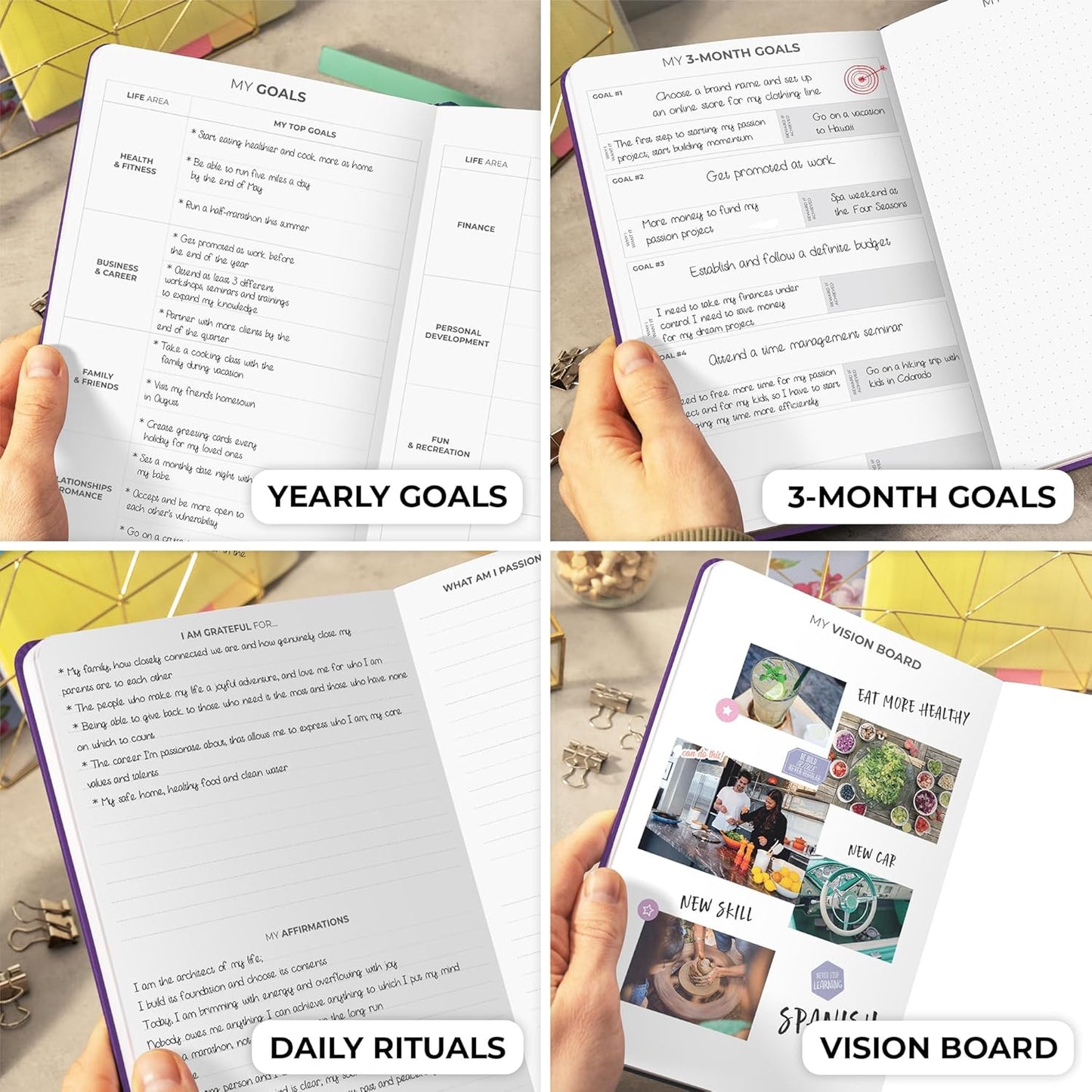 Clever Fox Planner Daily Premium – Undated Daily Planner with Hourly Schedule, Personal Organizer, Productivity Journal, 6 Months (Purple)