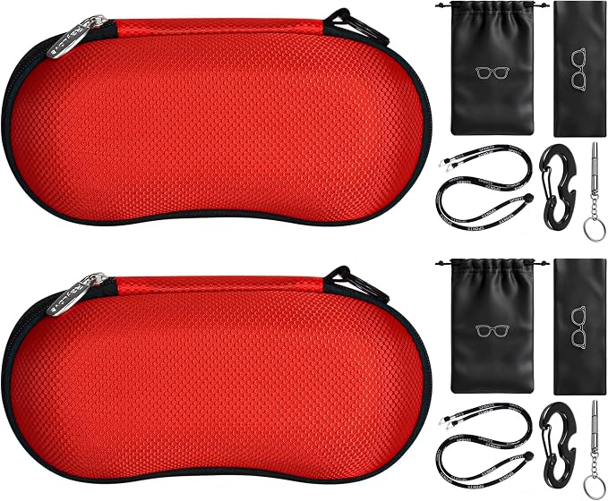 RayLove Sunglasses Case Hard Shell (2Pack), Crush Resistant Eyeglass Case with Zipper, Lightweight Sunglasses Travel Case