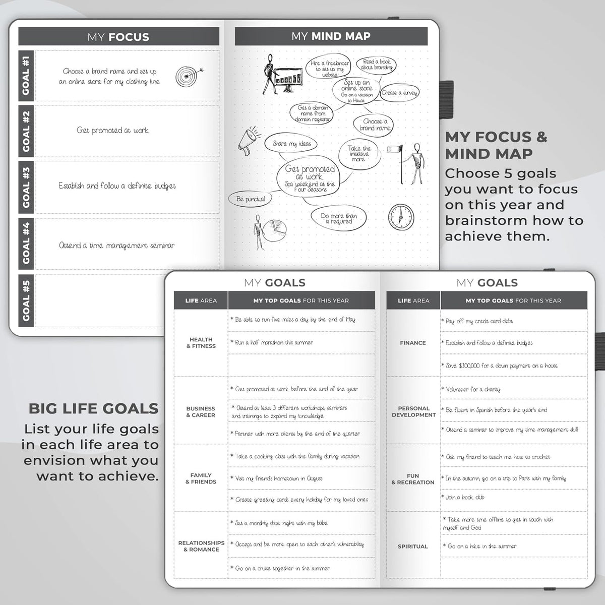 Clever Fox Planner – Undated Weekly & Monthly Planner for Productivity, Time Management & Goals – Organizer Journal – A5 (Silver Black)