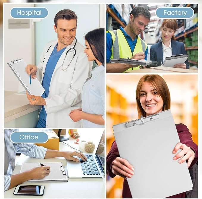 Henoyso 1 Pcs Metal Storage Clipboard Bulk Heavy Duty Aluminum Clip Board for Teacher Contractor Medical Construction Office School Classroom, 12.6x9.2x1 Inch, Fit Letter Size 8.5x11 Inch Paper