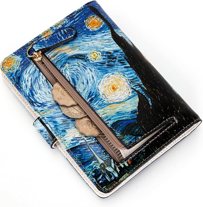 Passport Holder for Travel Essentials, RFID Blocking Passport Wallet Cover with Magnetic Closure, Passport Book Holders for Women and Men (Van Gogh The Starry Night)