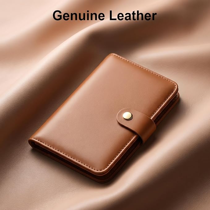Travelambo Leather Passport Holder Cover Case, RFID Travel AirTag Wallet | Family Passport Wallet, RFID Blocking Credit Card Holder for Men & Women
