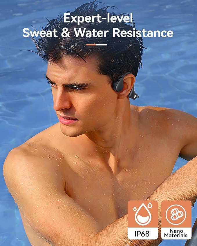 DEMICEA Open Ear Sport Headphones, Wireless Bone Conduction Earphones, Built-in 32GB MP3,with Mic, IP68, Sweat & Water Resistant, Up to 8 Hours Battery, Bluetooth 5.3,for Running,Swimming,Workouts