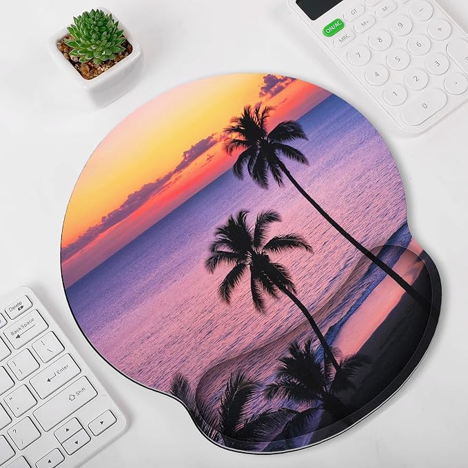KONVINIT Ergonomic Mouse Pad with Wrist Rest, Small Mousepad with Non-Slip Rubber Base and Smooth Surface, Sunset Mouse Pads for Desk, Office Desk Accessories