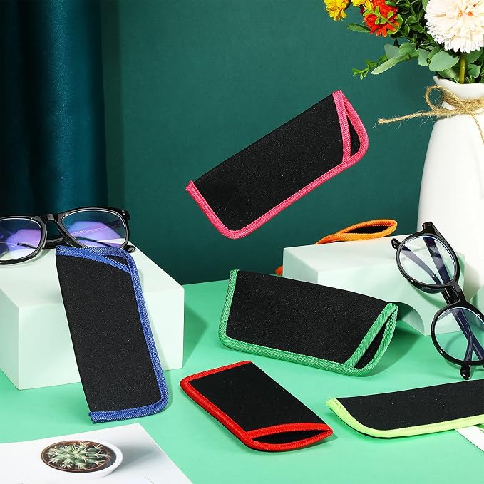 Konohan 12 Pieces Glasses Case Soft Eyeglasses Pouch Portable Eyewear Sunglasses Bag Anti Scratch, 6.1 x 2.76 Inch, 6 Colors