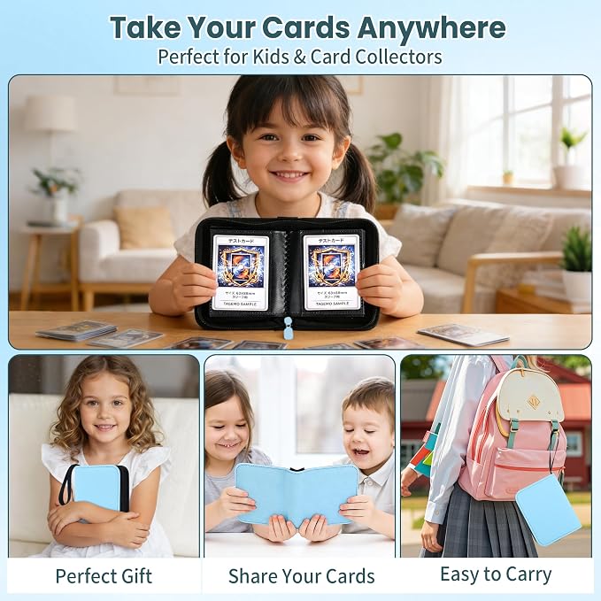 Mini Trading Card Binder Album, 1 Pocket Card Binder with 20 Double-Sided Pages 40 Pockets, Side Loading Small Card Binder for Trading Cards, Single Card Holder Book for Collectors and Kids