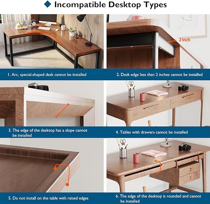 BONTEC Ergonomic Desk Extender Tray, 9.5"x9.1" Table Mount Arm Wrist Rest Shelf, 90° Foldable Elbow Support, Clamp on Computer Arm Rest for Desk, Office & Home Use, Durable & Easy to Install | 90°Foldable Elbow Support, Table Mount Arm, Clamp on Comput...
