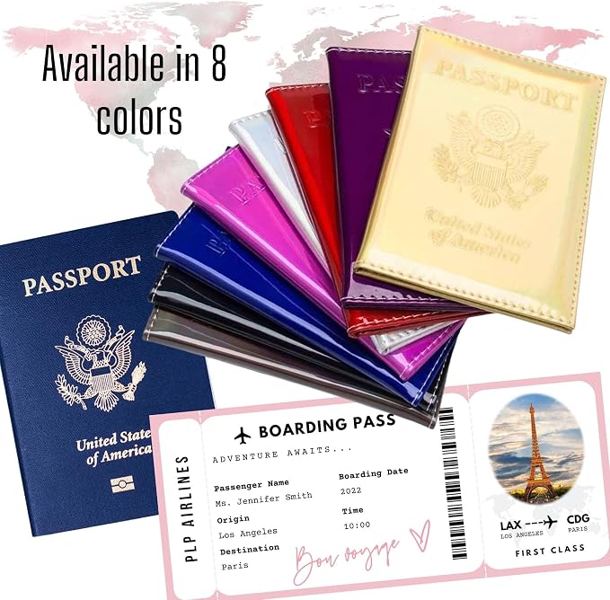 Chrome Passport Cover Vaccine Card Holder Combo, Passport Holder with Vaccine Card Slot (Gold)