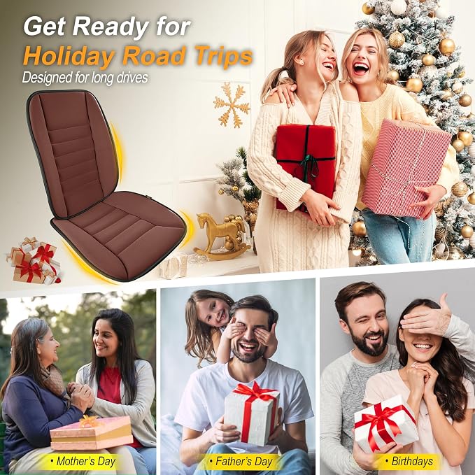kingphenix 5-Piece Car Seat Cushion Set with Back Support | Full Back Support Pillow and Seat Cushion for Long Driving, Road Trips, Truck, Van, SUV, Brown