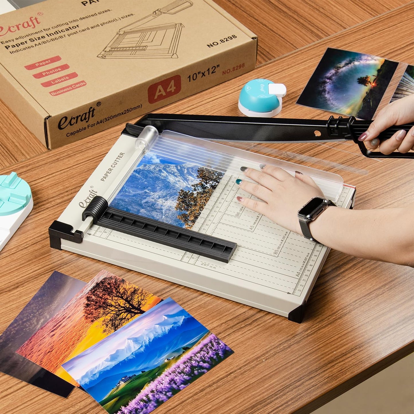 Ecraft 12" Guillotine Paper Cutter:Paper Trimmer Accurate Cutting with Safety Guard,15 Sheets Capacity,Magnetic Guide,Heavy Duty Metal Base, Perfect for Cardstock,Cardboard,Vinyl,Crafts & Photos