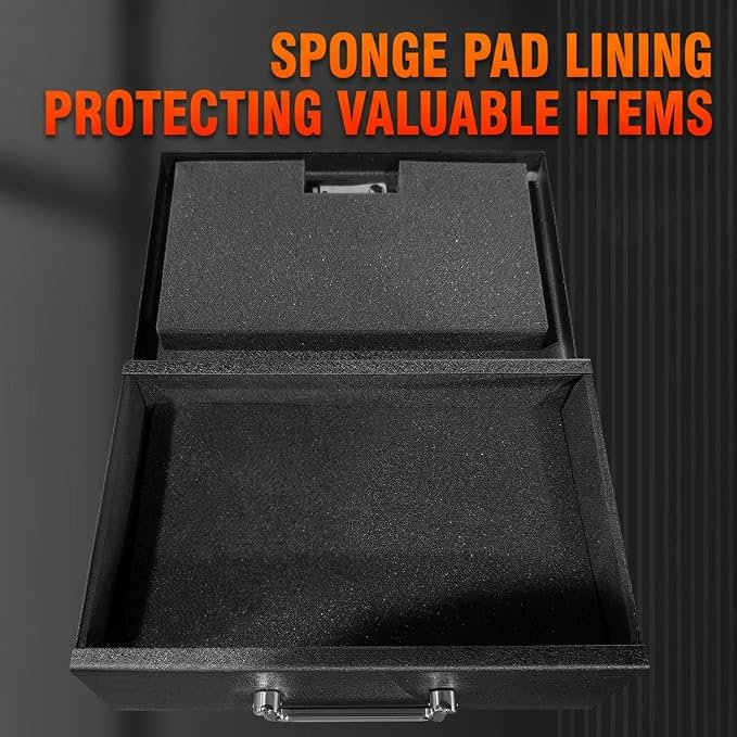 TOTOY 0.35 CuFt Portable Steel Fireproof 3-Digit Lock Handheld Document Box | Rotable Carrying Handle Storage Lock Box for A4 Documents Passport Cash Money Laptop Tablet Jewelry, 13.8''W x 11''D x 4''H