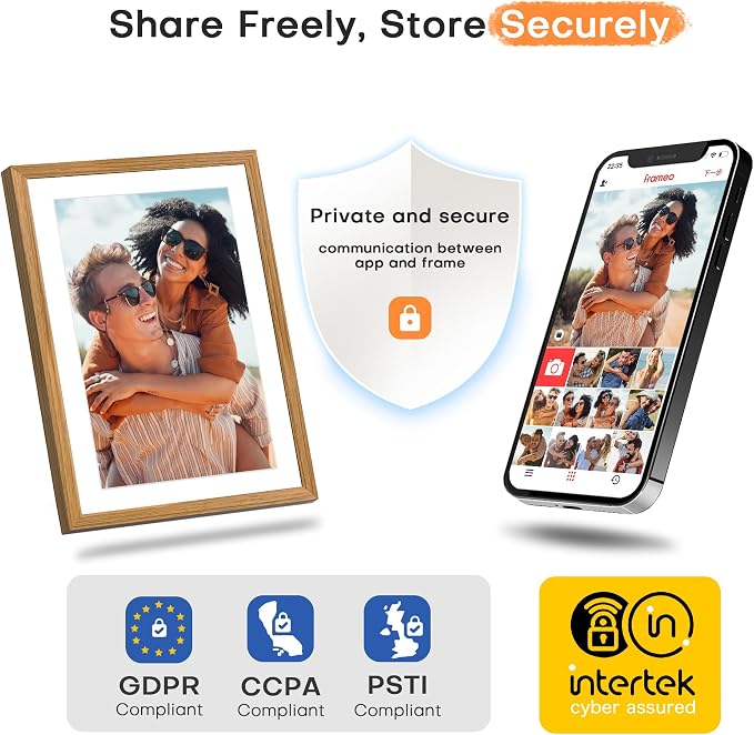 Digital Picture Frame Frameo, 10.1 Inch Digital Photo Frame WiFi, Electric Slideshow Frame 1280 * 800IPS Touch Screen, Auto-Rotate, Share Videos Pictures, 32GB Memory, Gifts for Mom