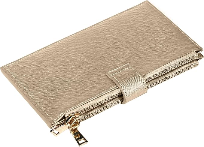 Travelambo RFID Wallet Women Large Size Bifold Multi Card Wallet Case with Zipper Pocke Credit Card Holder for Women