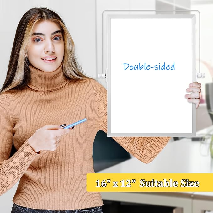 Double-Sided Magnetic White Board with Stand, 16" x 12" | Dry Erase Board with Stand, Desktop Whiteboard Easel , Portable Small White board dry erase for Drawing, Office, Home