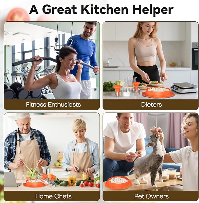 Ukeetap 10" Pro Chicken Shredder Tool Twist Large for Kitchen,Orange | BPA-Free Food-Safe Meat Grinder, Visible Chicken Breast Meat Shredder with Strong Anti-Slip Bottom & Ergonomic Handle