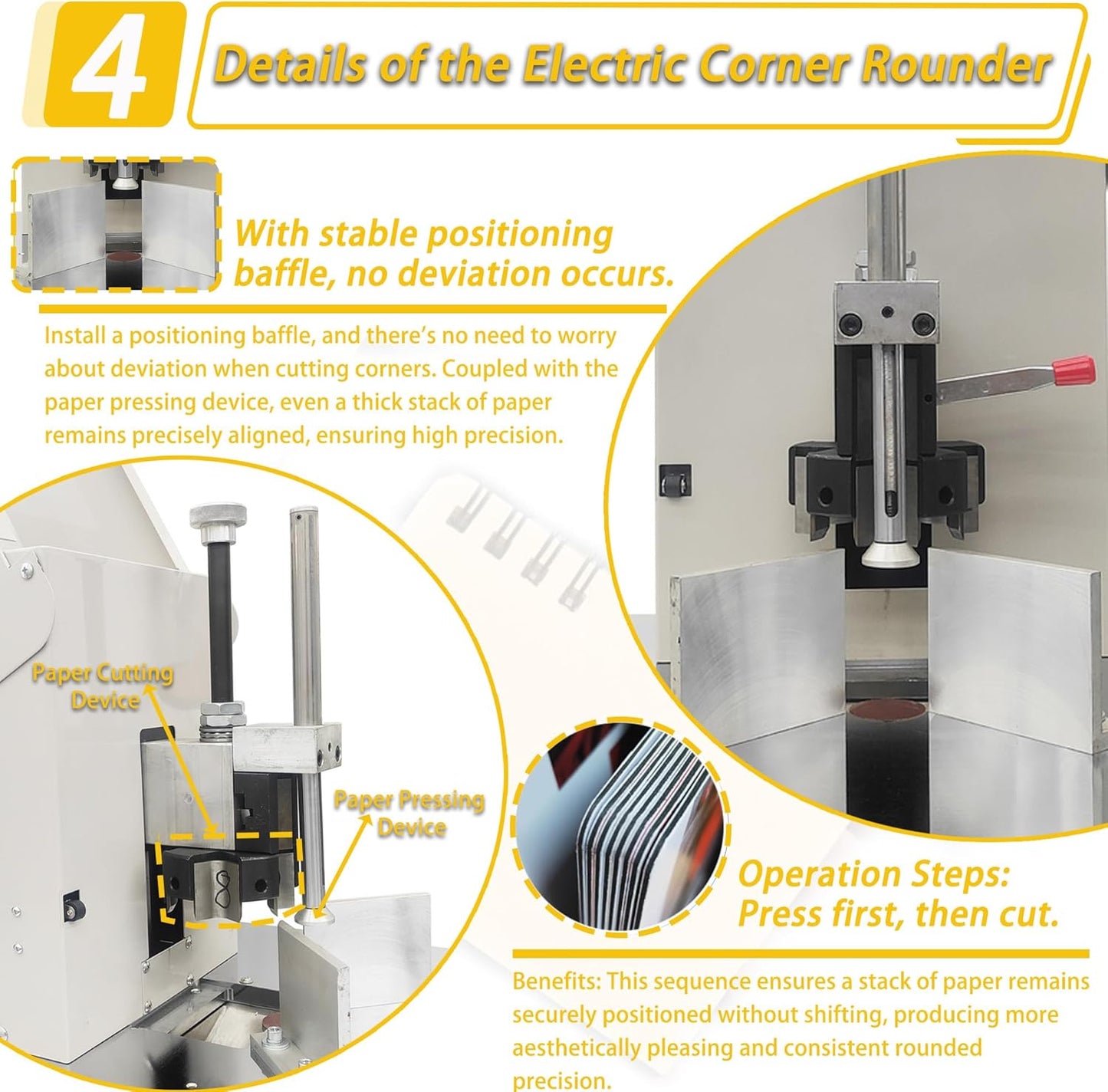 Electric Round Corner Cutter Machine with 5 Blades (8/10/12/16/21mm Radius) Foot Pedal Operation Safety Guard Heavy Duty Paper Corner Rounder for Paper Cardstock Leather Plastic