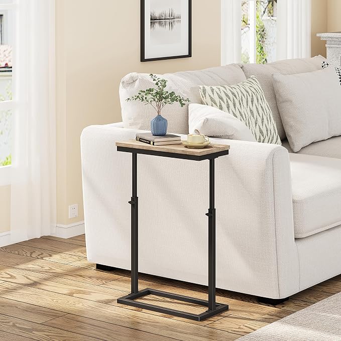 TUTOTAK End Table, Side Table, Tall Couch Table, Sofa Table, Set of 2 | for living Room, Bedroom, Greige TB01BG0832