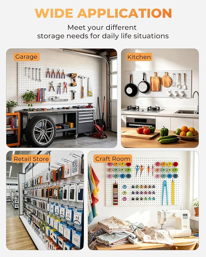 INCLY 60 Pack 6 Inch Black Pegboard Hooks, 1/4" Heavy Duty | Peg Board Shelving Hooks Accessories, Fit for 1/4" Pegboard, Garage, Crafts, Kitchen, Store, Peg Board Tool Hangers