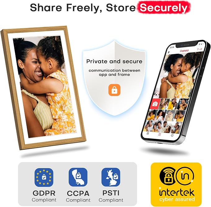 Frameo 15.6 inch Digital Picture Frame WiFi Wood, 1920 * 1080 IPS FHD Touchscreen Large Digital Photo Frame, 32GB Storage, Instant Share Photo Video, Wall-Mountable & Tabletop Display, Gift for Mom