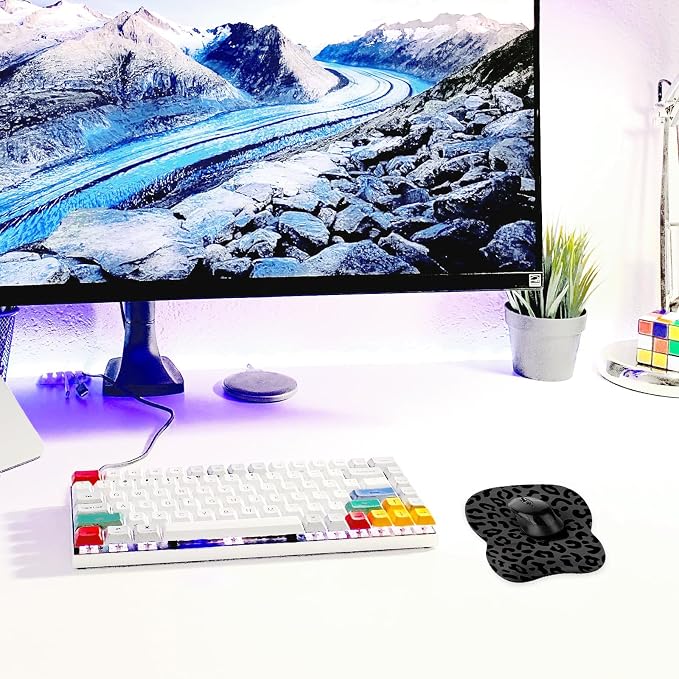 EooCoo Ergonomic Mouse Pad with Wrist Rest, Memory Foam Support Mousepad | Non-Slip Base for Computer, Cafe, Home & Office, 9.64 x 8.26 in Office Desk Accessories, Carpal Tunnel Relief