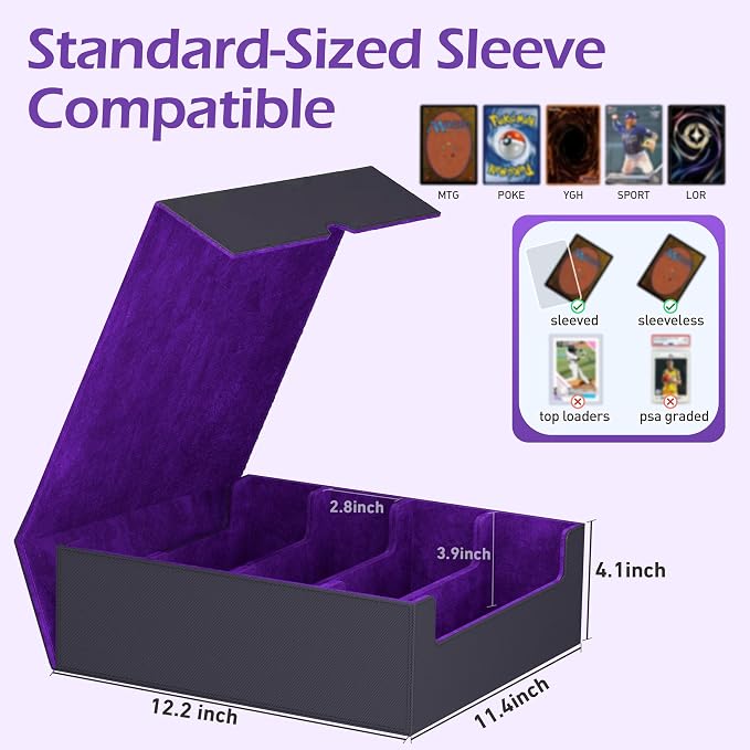4-Row【3200+】 Trading Card Storage Box, Card Organizer Holder With 24 Dividers, Case Fit for Mtg Tcg Magic Commander Deck Playing Cards, Deck Box for Sport Card