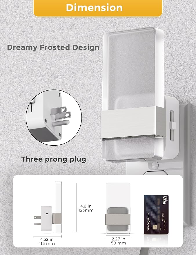 L LOHAS LED Night Light, Night Lights Plug Into Wall, Dusk-to-Dawn Sensor Decorative Night Light, 0-100LM Dimmable Nightlight, LED Acrylic Nightlights for Bathroom, Hallway, Adults, 1 Pack