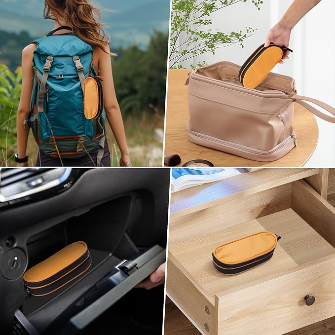 Double Eyeglasses Case Soft Portable Zipper Sunglasses Pouch with Keychain Clip for Men Women