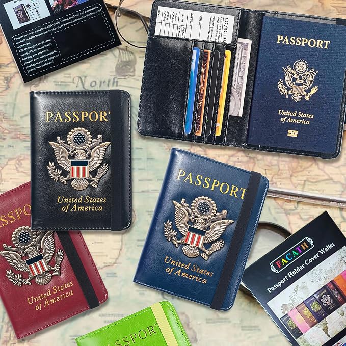 Premium Passport Holder for Travel RFID Blocking Passport Cover Slim | Passport Cover for Women Men Leather US Passport Wallet Case for Travel Passport Book Cover Travel Document Organizer Carrier