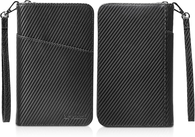 Polare Full Grain Leather Passport Holder Cover Case for Men and Women RFID Blocking Family Travel Wallet Holds 6 Passports (Carbon Black)