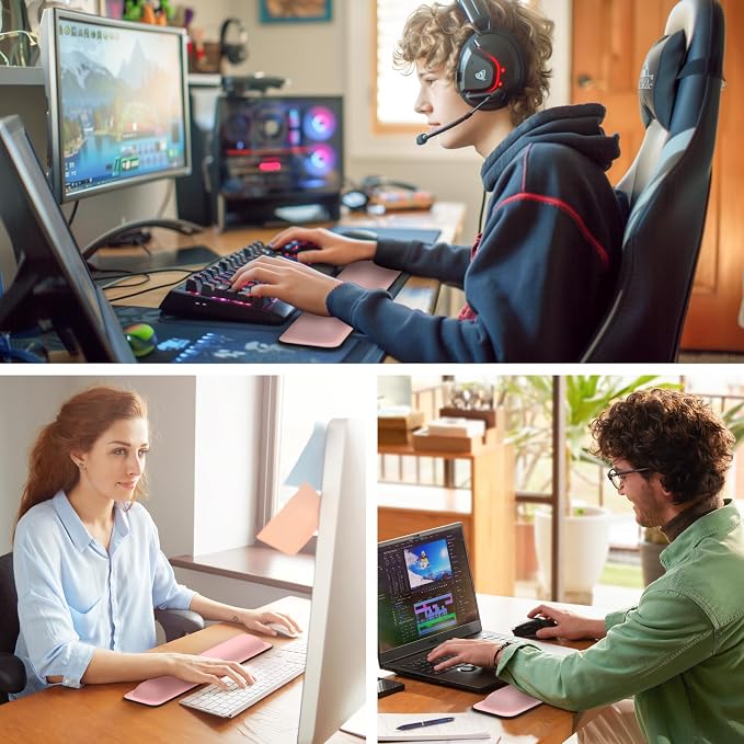 TECKNET Wrist Rest for Computer Keyboard Ergonomic, 1 in Thick, 17x3.3 in | Thicken Memory Foam, Typing Pain Relief, Wrist Support Pad for Keyboard, Comfort for Home/Office/Work, Anti-Slip Rubber Base