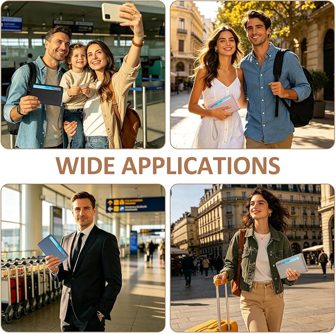 RFID Passport Holder for Travel Family with Coin Pocket,E-Grey | Leather Passport Cover for 2, Travel Document Organizer with Wrist Strap & 24 Card Slots, for Women Men